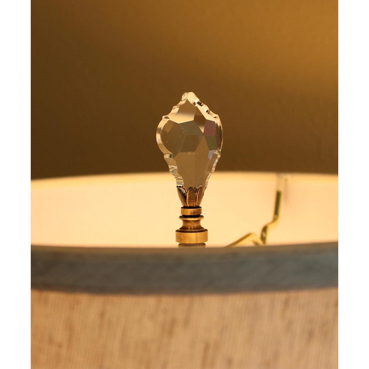 2.75"H Swarovski Crystal Gothic Cross Antique Brass Base Lamp Finial
