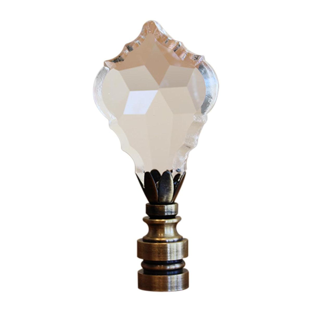 2.75"H Swarovski Crystal Gothic Cross Antique Brass Base Lamp Finial