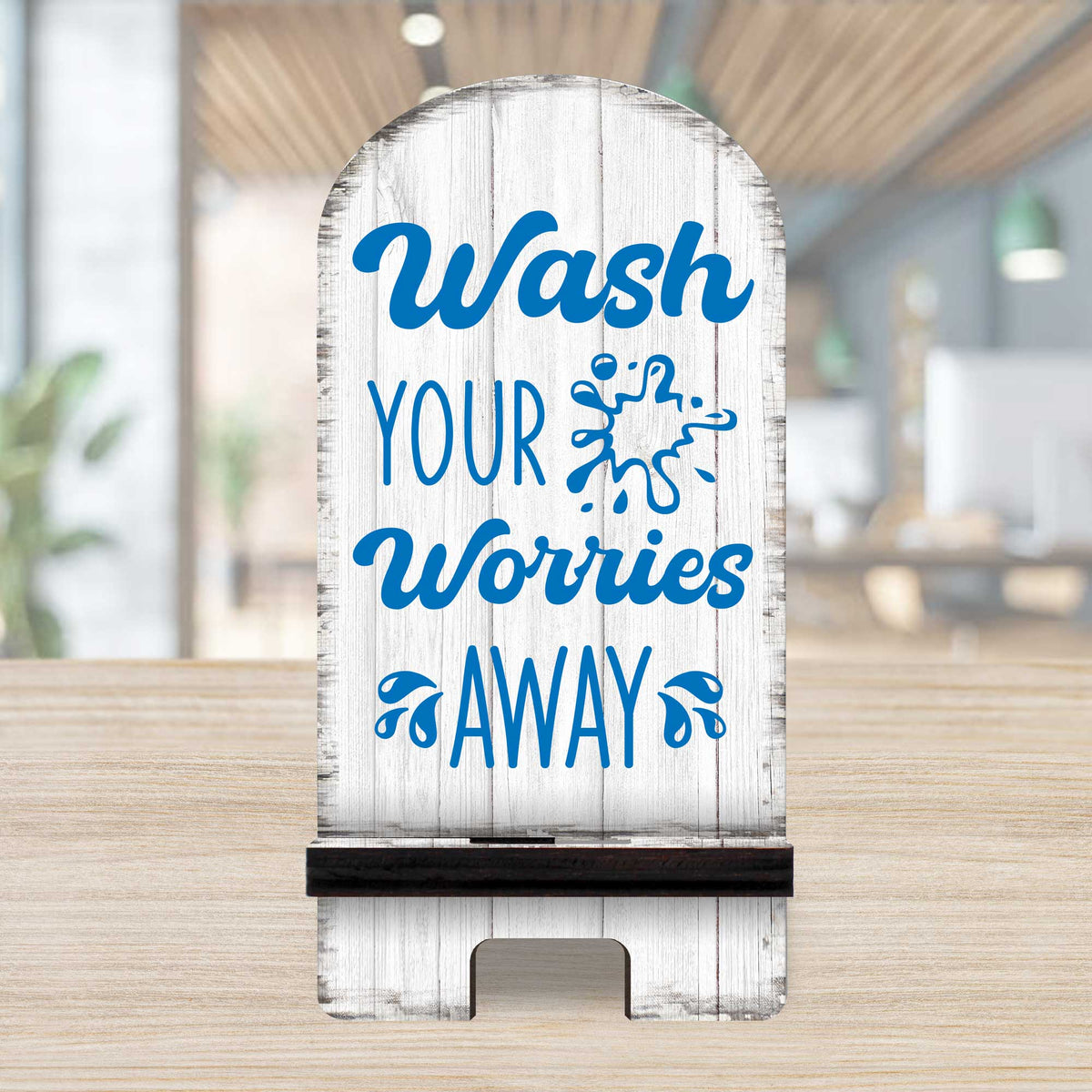 Worries Away Cell Phone Stand Family Decor Wood Mobile Tablet Holder Charging Station Organizer - 892065