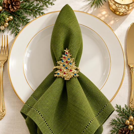 a plate with a napkin ring on it