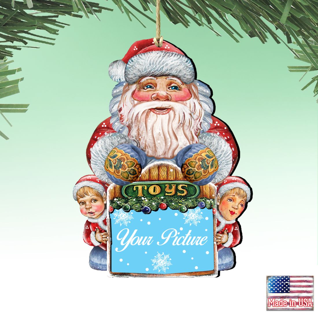 Santa Christmas Picture Frame Ornaments - Ornament for Photo - Christmas Santa Snowman Decor - 8119172PF
