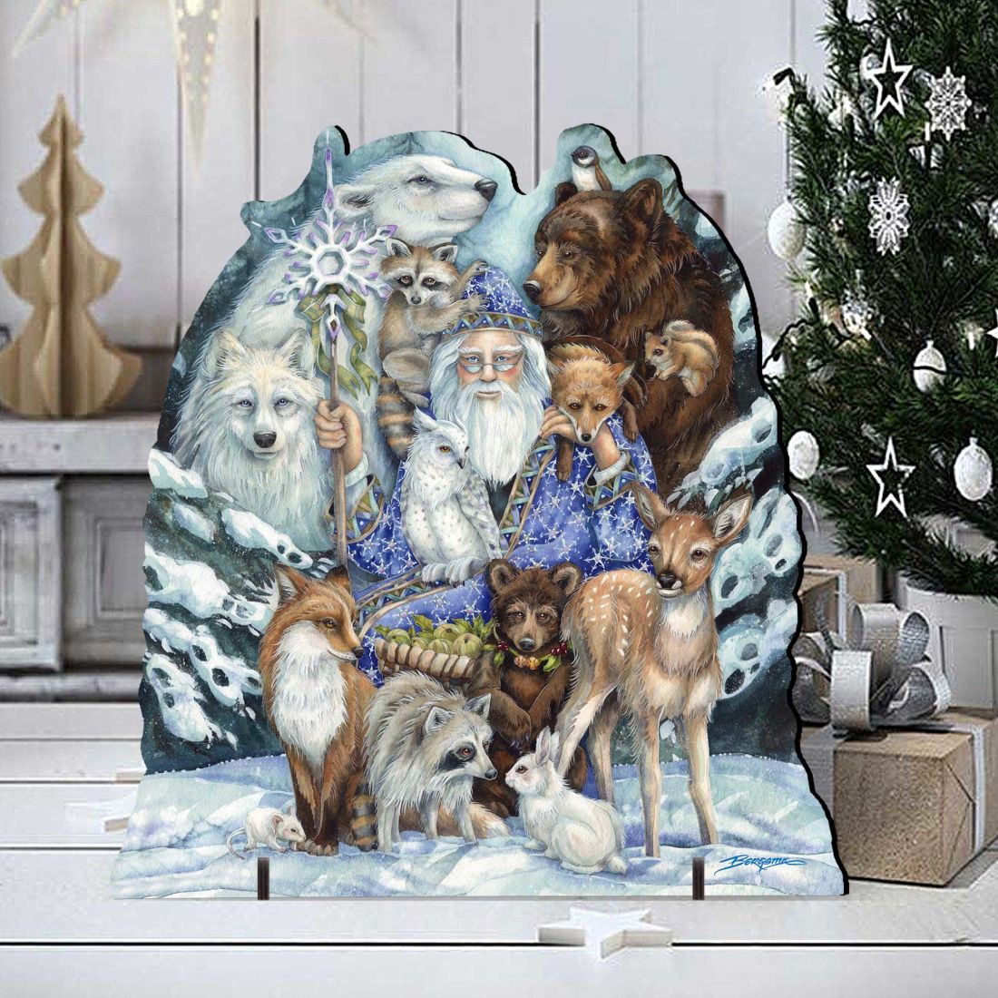 Gather in Peace Father Winter Animals Holiday Outdoor Yard Sign by J. Bergsma - Christmas Decor - 8591968F-JB