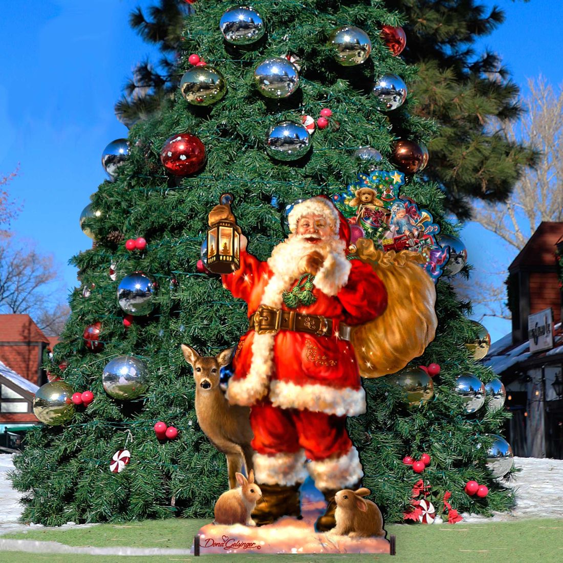 Woodland Santa Christmas Outdoor Decor by D. Gelsinger - Christmas Santa Snowman Decor - 8461028F-1105