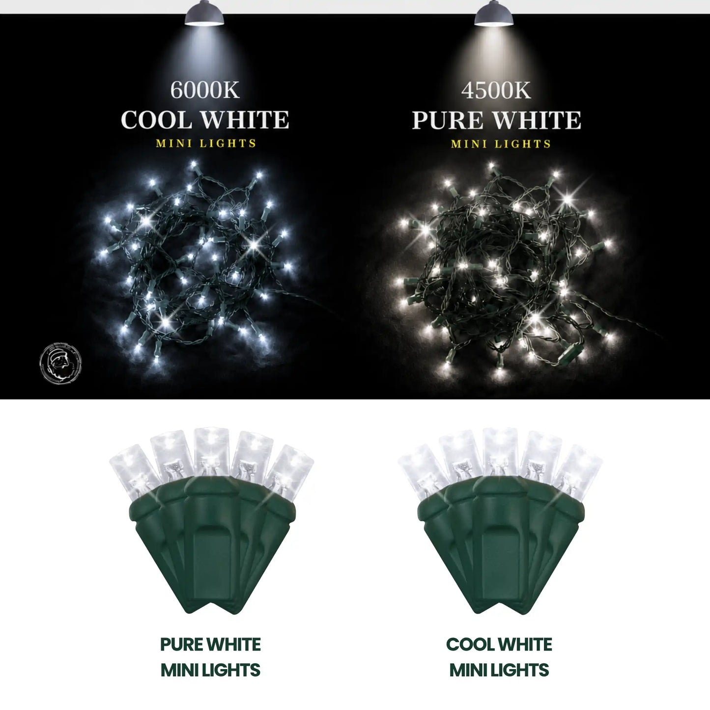 LED Mini Lights 5MM Cool White Twinkle Green Wire  6" Spacing