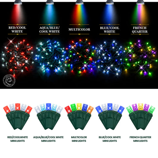 LED Mini Lights 5MM Red/Cool White Twinkle Green Wire - 6" Spacing