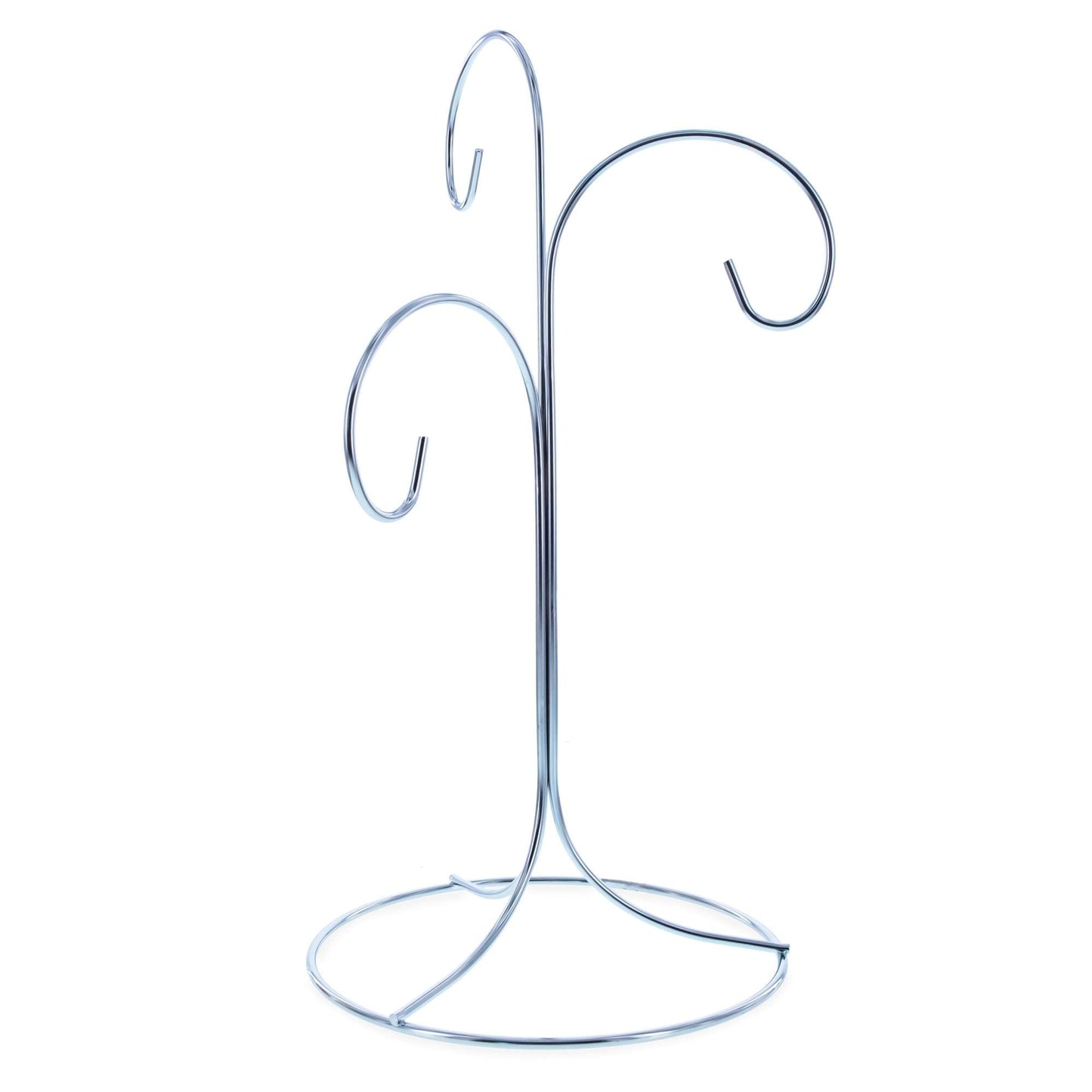 3-Arm 3-Tier Silver Metal Ornament Stand Display 10.75 Inches