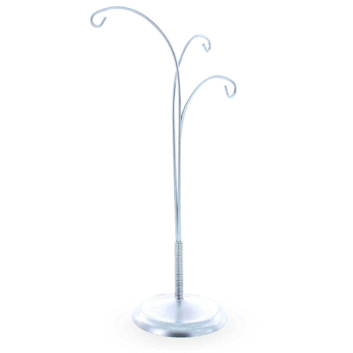 3-Arm Botanical Style Silver Metal Ornament Display Stand 12 Inches