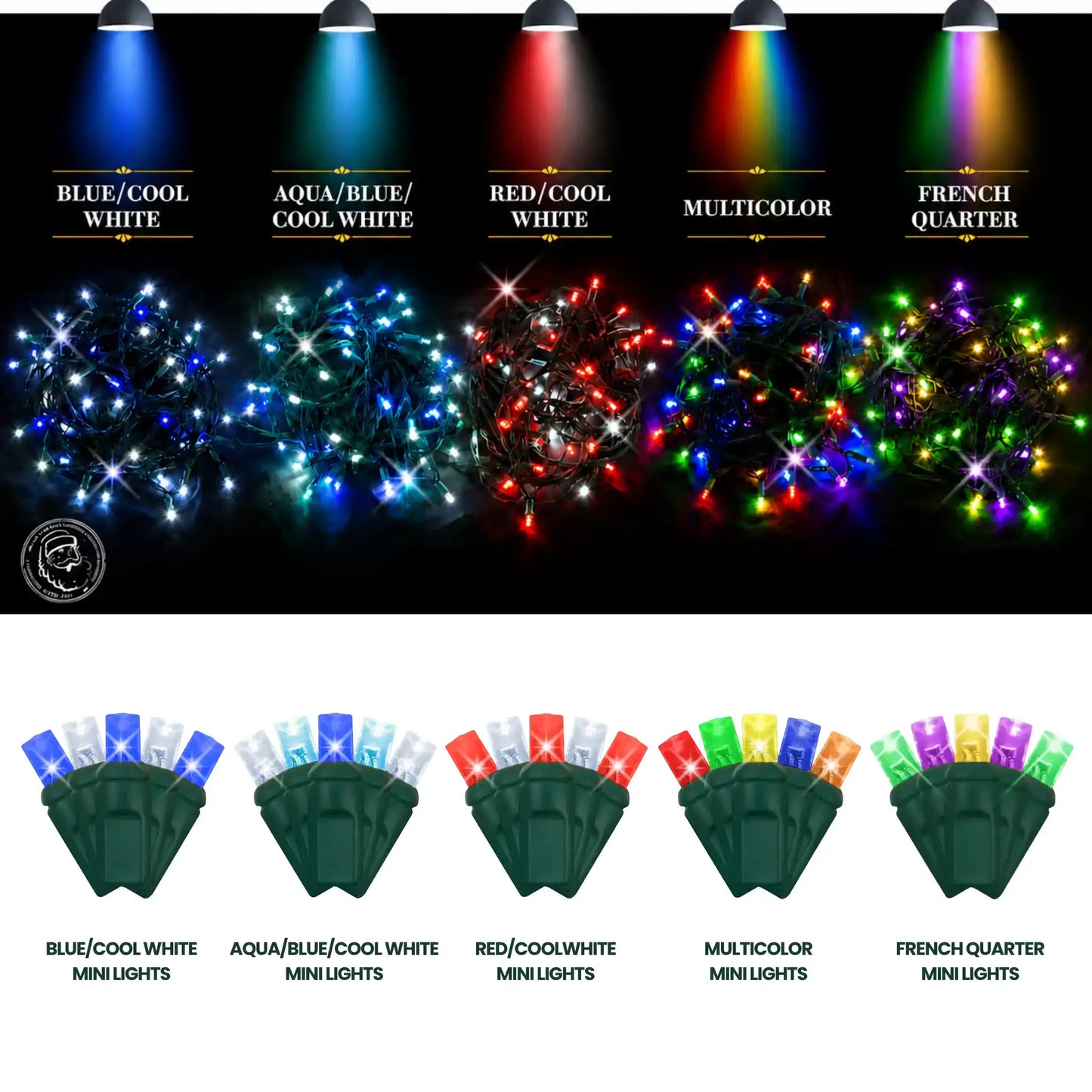 LED Mini Lights 5MM Blue/Cool White Twinkle - 6" Spacing
