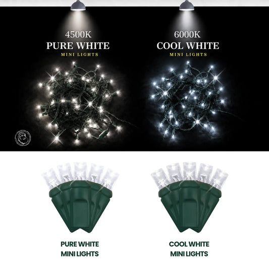 LED Mini Lights 5MM Pure White Twinkle Green Wire  6" Spacing