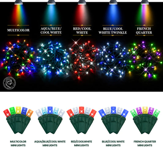 LED Mini Lights 5MM Multicolor Soft Twinkle Green Wire - 6" Spacing