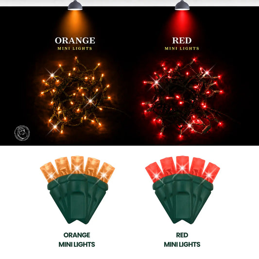 LED Mini Lights 5MM Orange Twinkle  6" Spacing