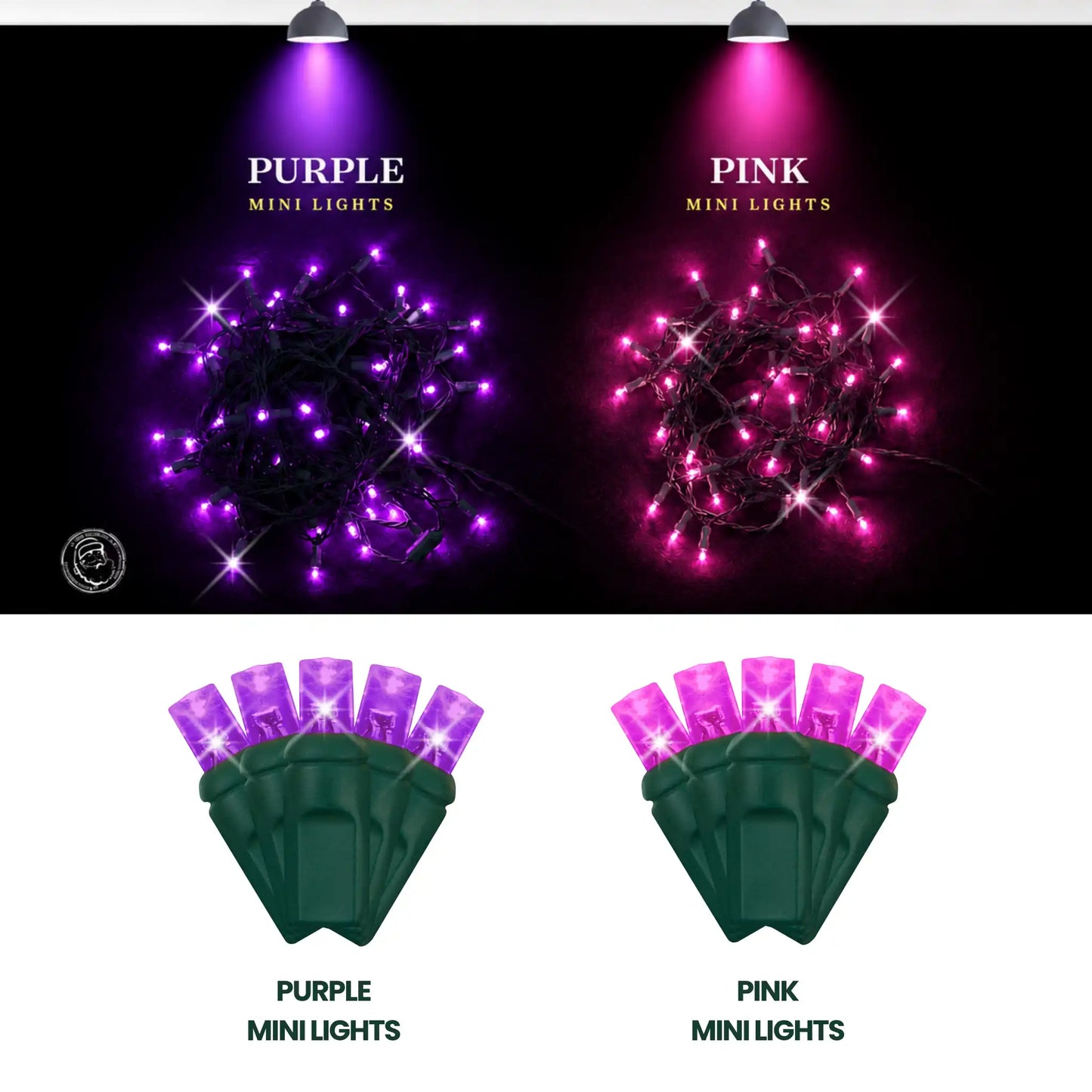 LED Mini Lights 5MM Purple Twinkle Green Wire 6" Spacing