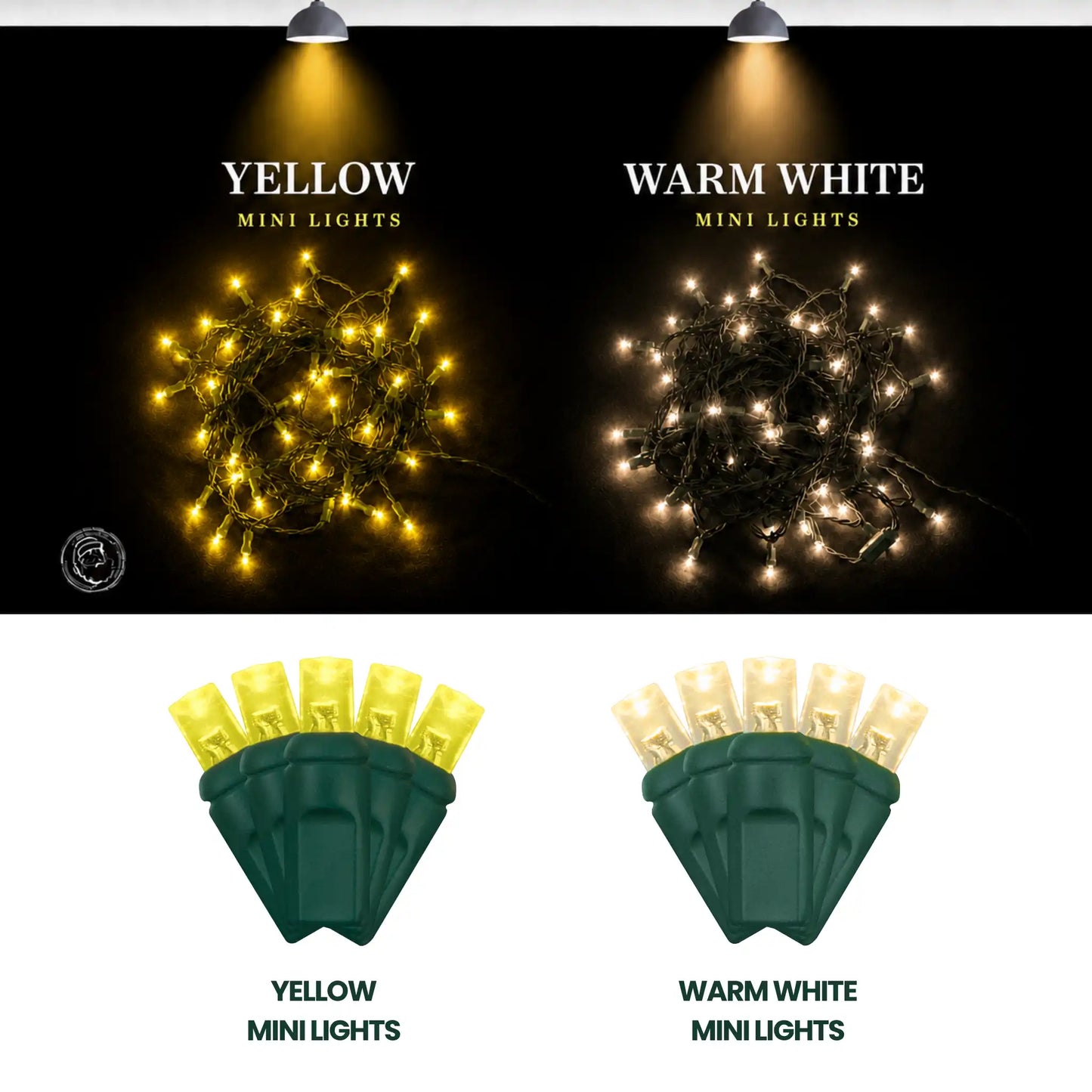 LED Mini Lights 5MM Yellow Static Green Wire - 6" Spacing