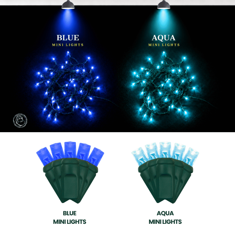 LED Mini Lights 5MM Blue Static - 6" Spacing