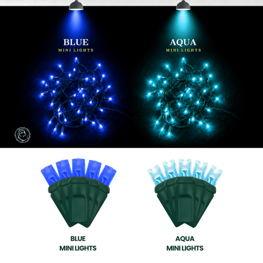 LED Mini Lights 5MM Blue Static - 6" Spacing