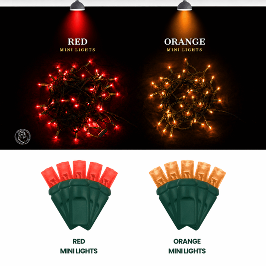 LED Mini Lights 5MM Red Static Green Wire 6" Spacing