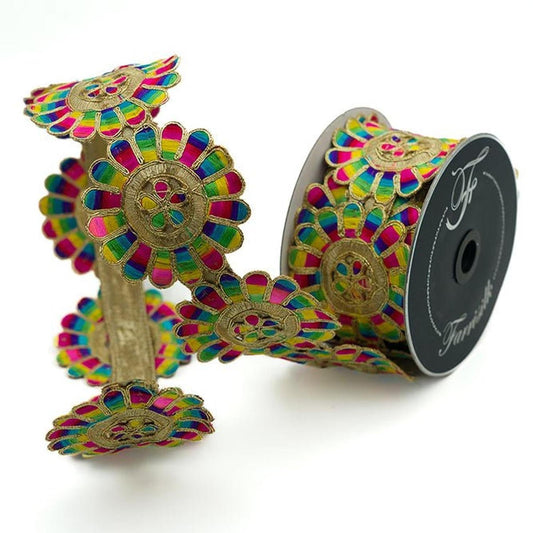 3" Disco Daisies Ribbon: Multi (10 Yards)