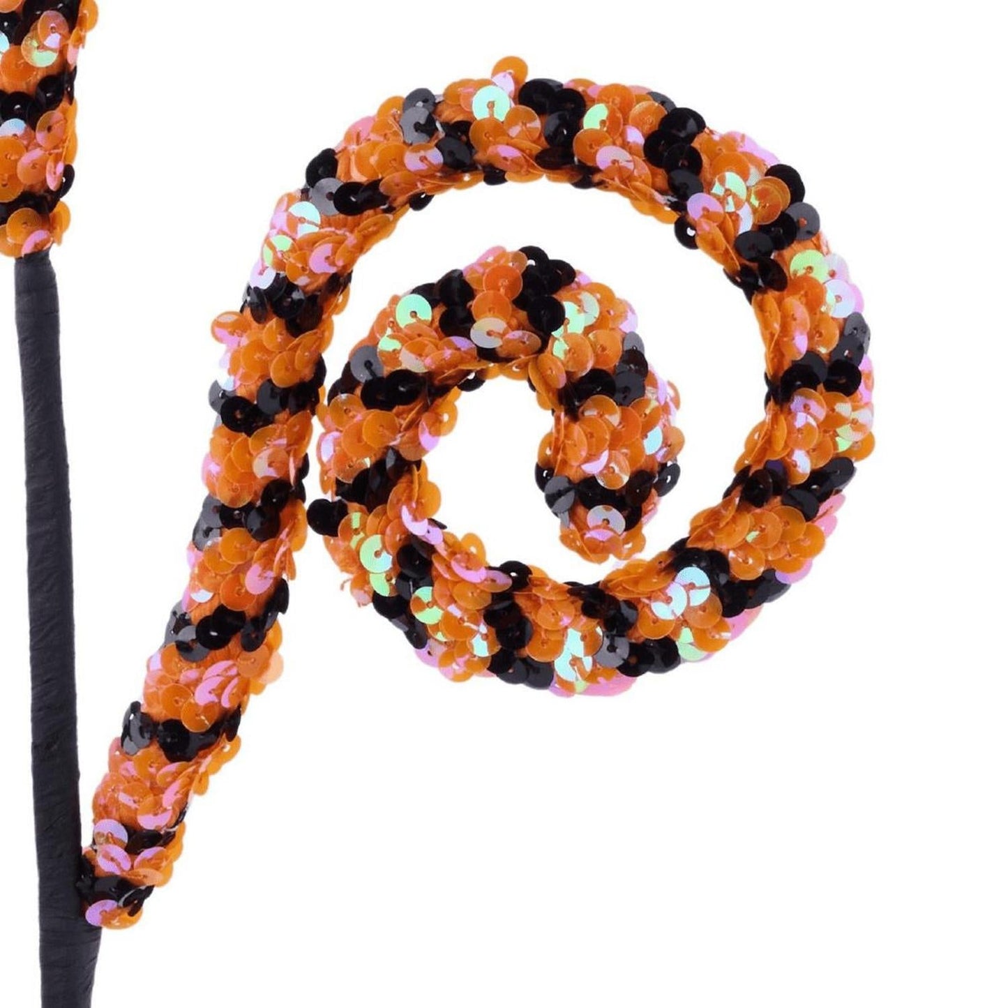 30" Sequin Stripe Spiral Spray: Orange & Black