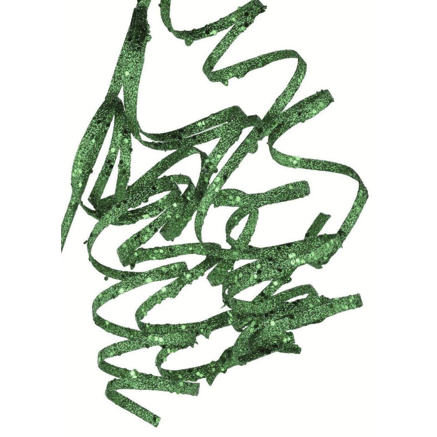 31" Curly Glitter Ribbon Spray: Emerald Green