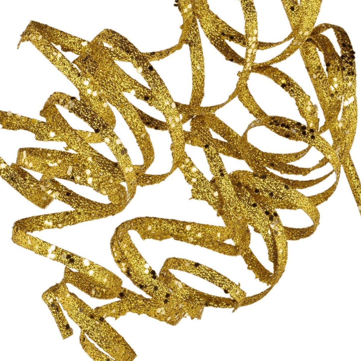 31" Curly Glitter Ribbon Spray: Gold