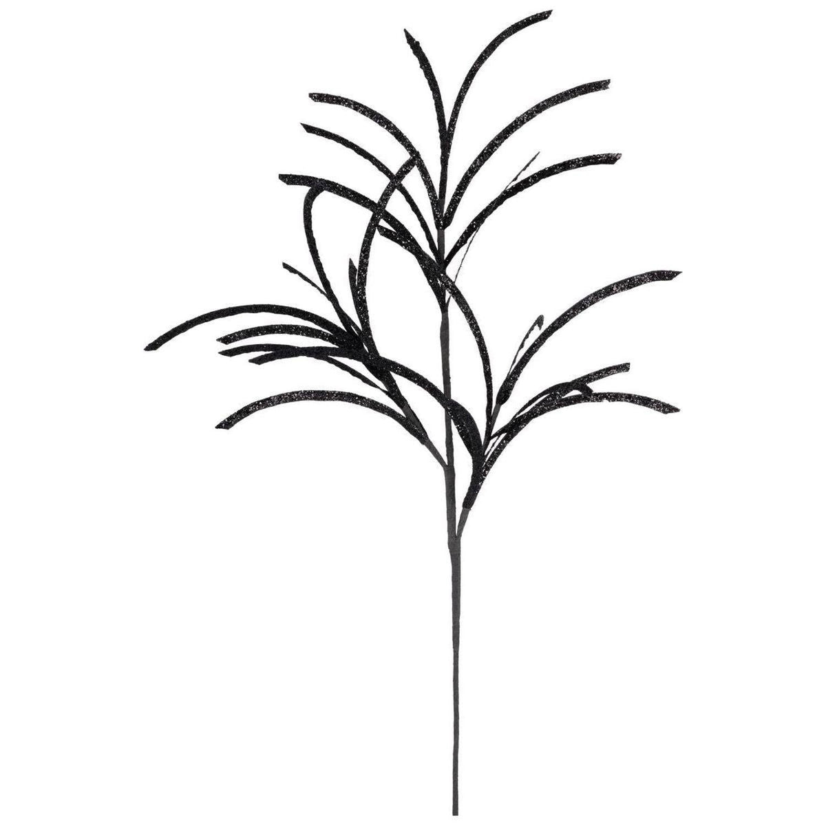 31" Glittered Paper Grass Spray: Black