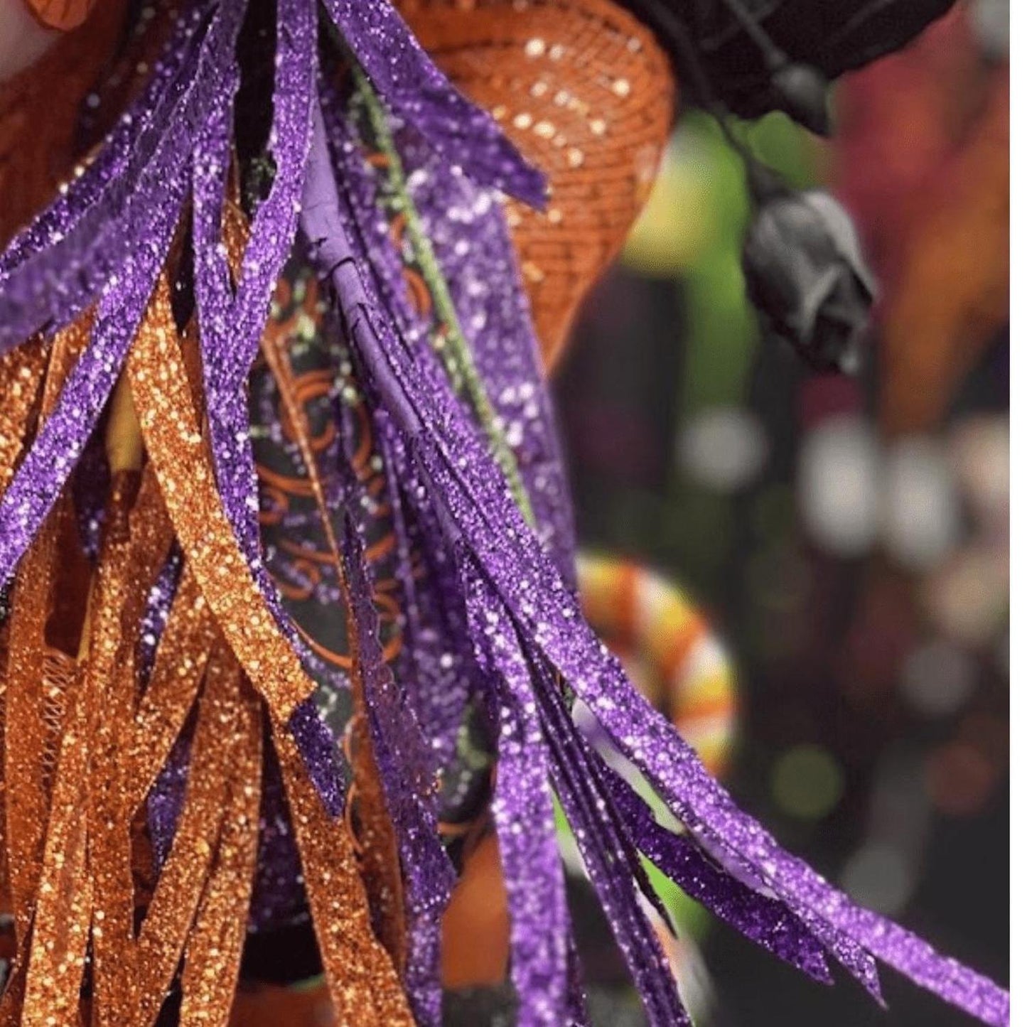 31" Glittered Paper Grass Spray: Purple