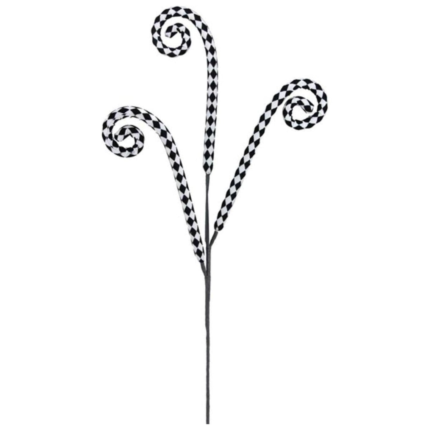 31" Harlequin Tubing Coil Spray: Black & White
