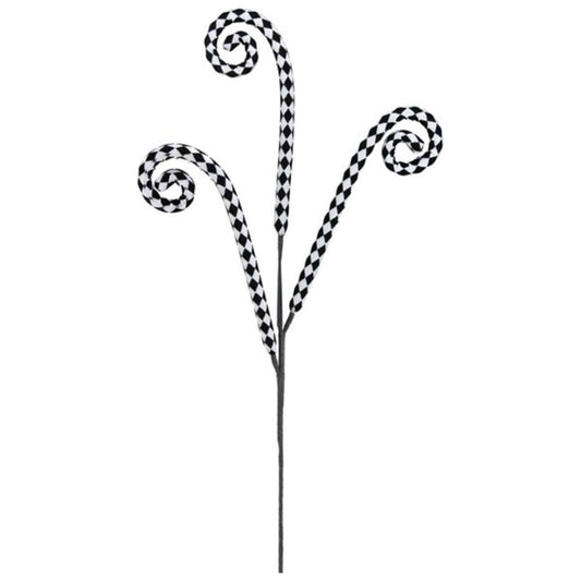 31" Harlequin Tubing Coil Spray: Black & White