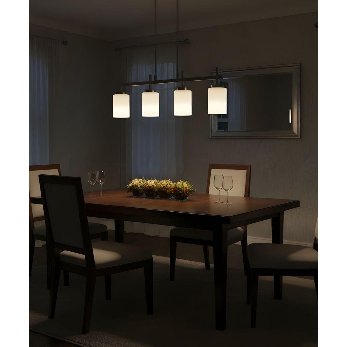 31"W 4-Light Kitchen Island Light Fixture Brushed Nickel Finish Frosted Glass Shade