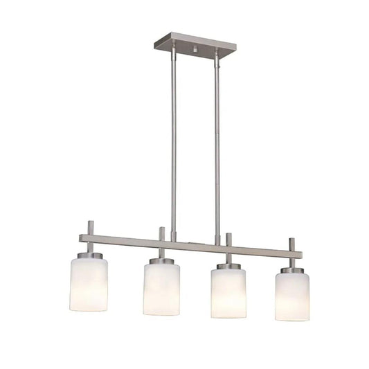 31"W 4-Light Kitchen Island Light Fixture Brushed Nickel Finish Frosted Glass Shade