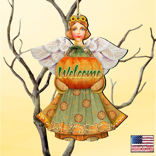 Fall Angel Wooden Ornaments Fall by G. DeBrekht - Thanksgiving Halloween Decor - 8155232-2