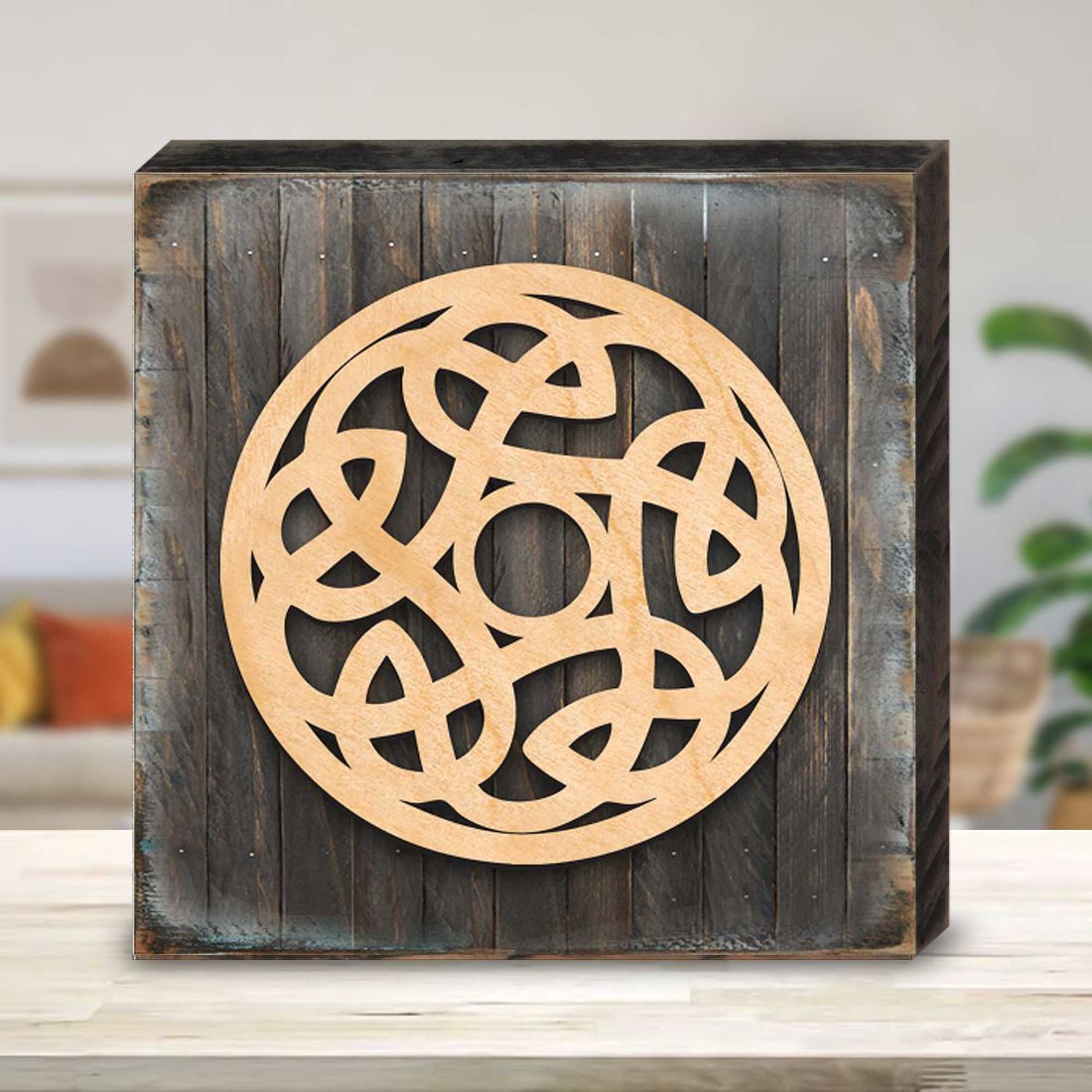 Celtic Spiral Wood Box Sign Wooden Wall Art by Celtic Art - Celtic Decor - 953164B