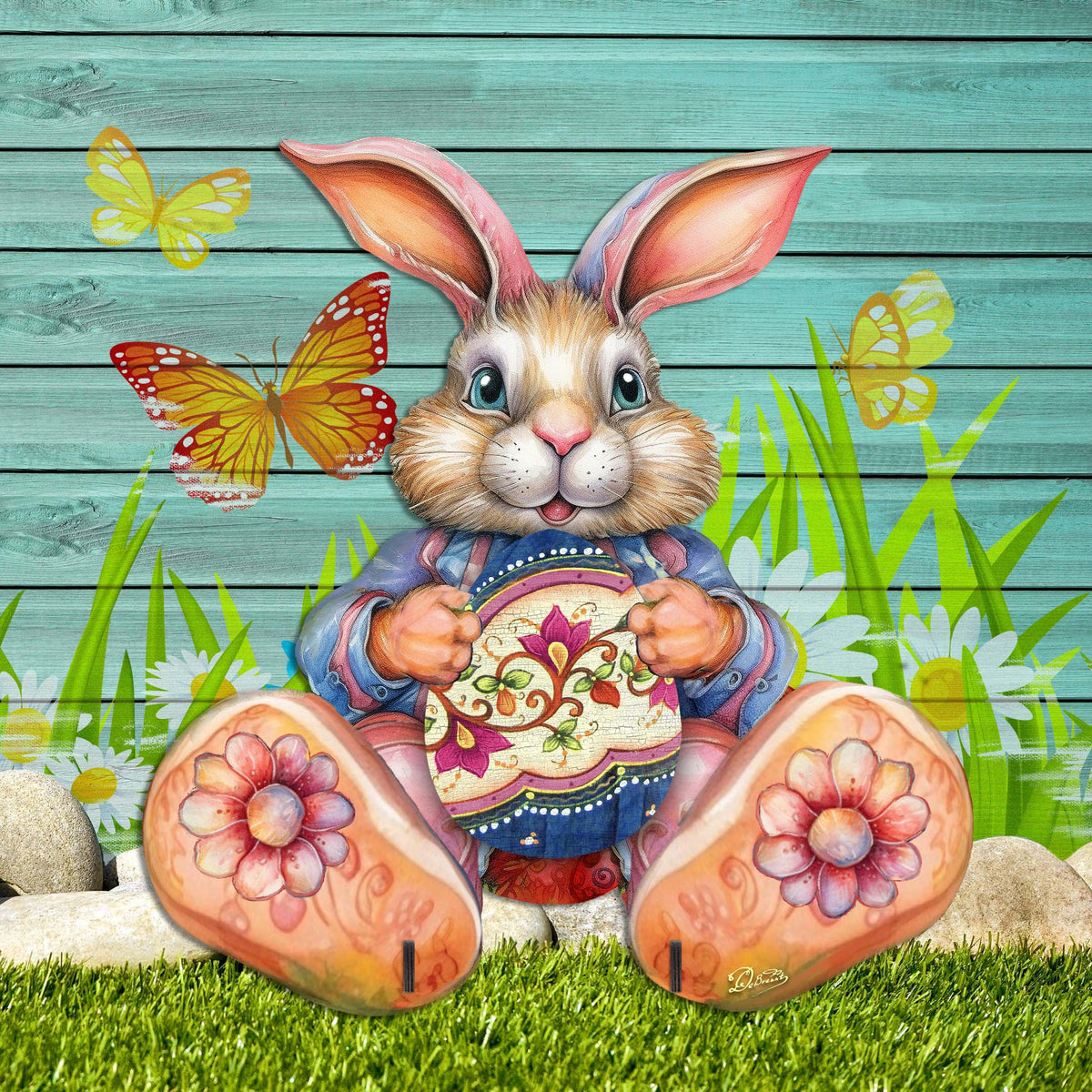 Easter Bunny Boy with Egg Easter Yard Sign by G. DeBrekht - Easter Spring Decor - 8652767F