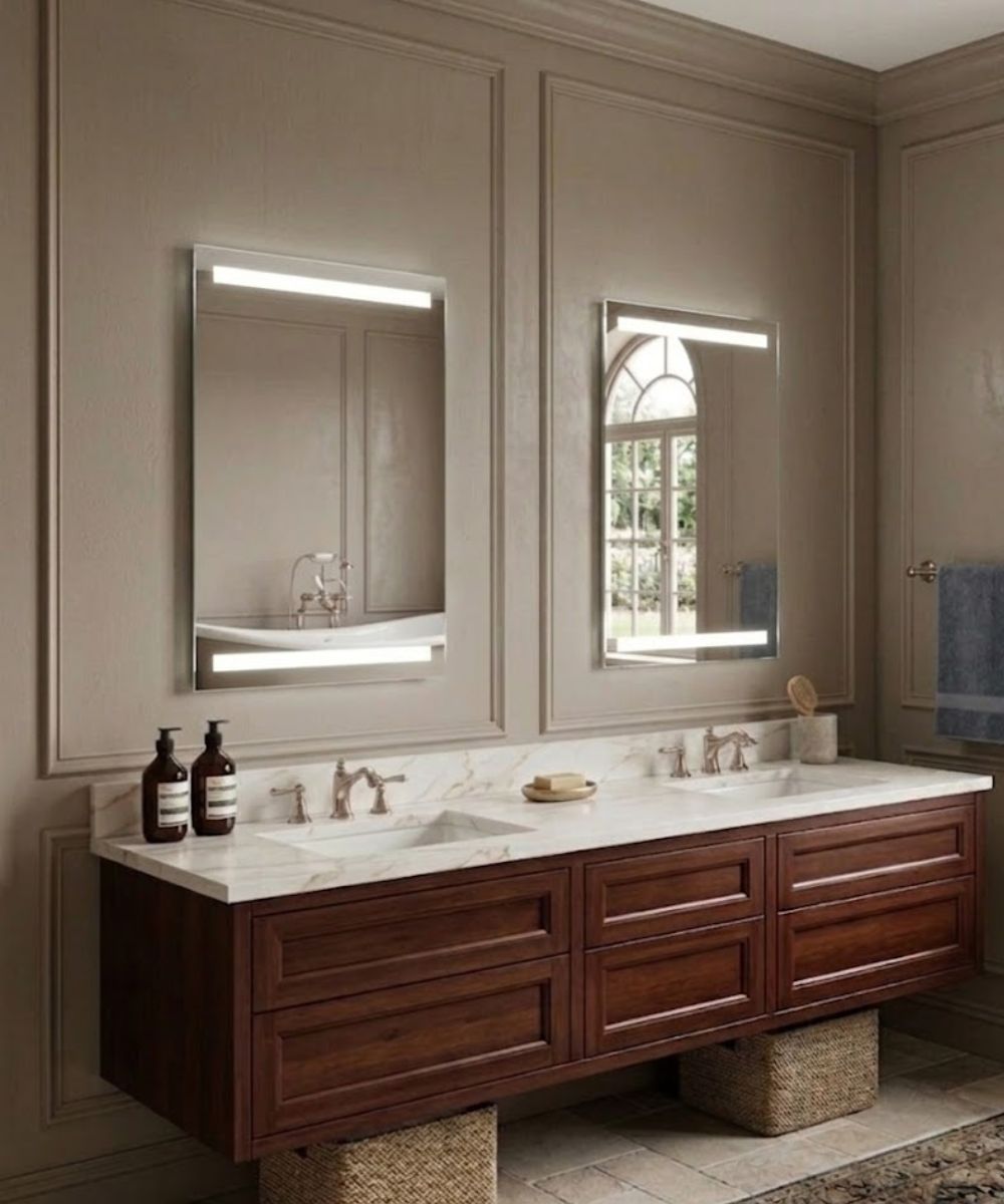 36"W x 26"H 4-Light Integrated LED Backlit Mirror with Bluetooth Soundbar