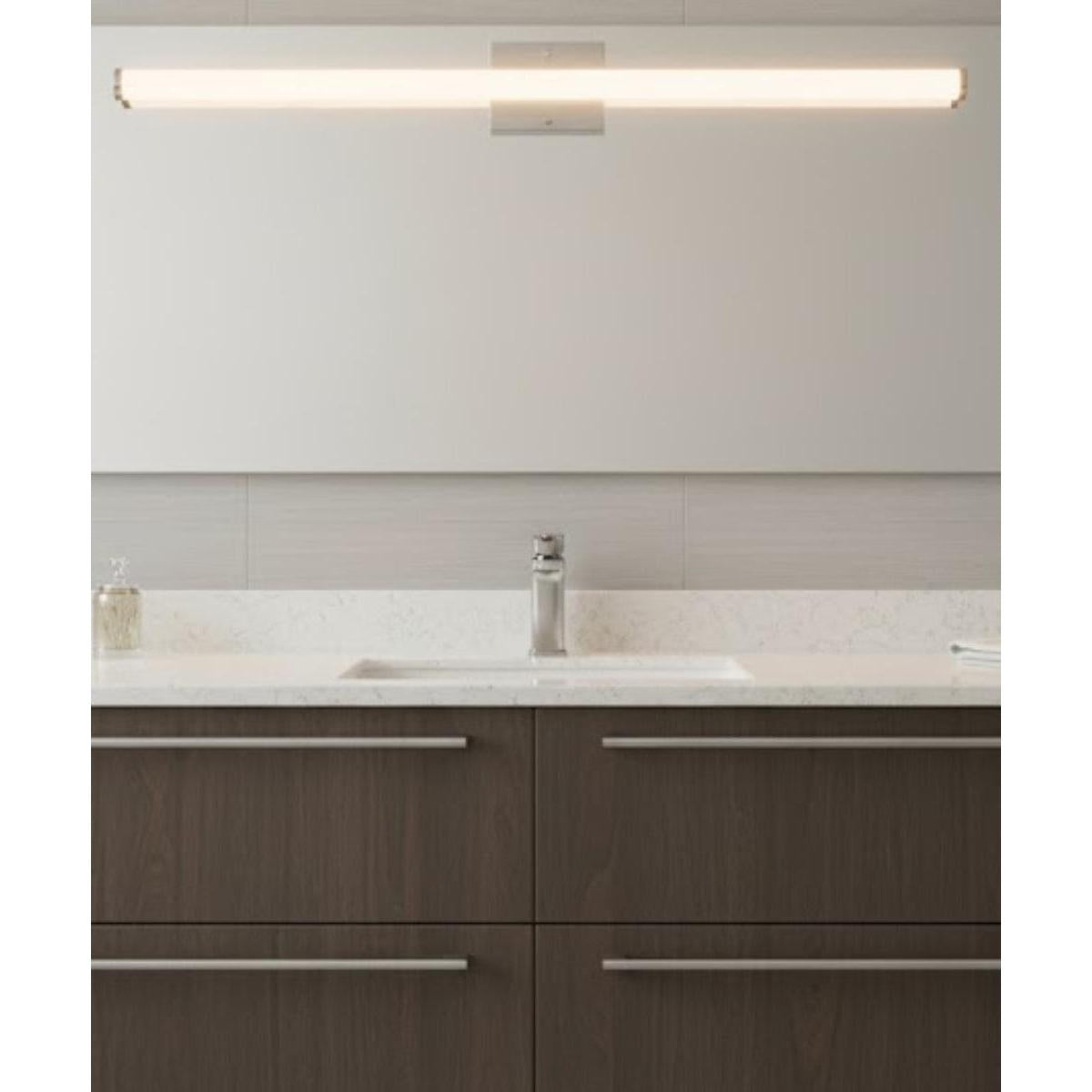 36"W 1-Light LED Round Linear Bath Vanity Light Fixture Brushed Nickel Finish
