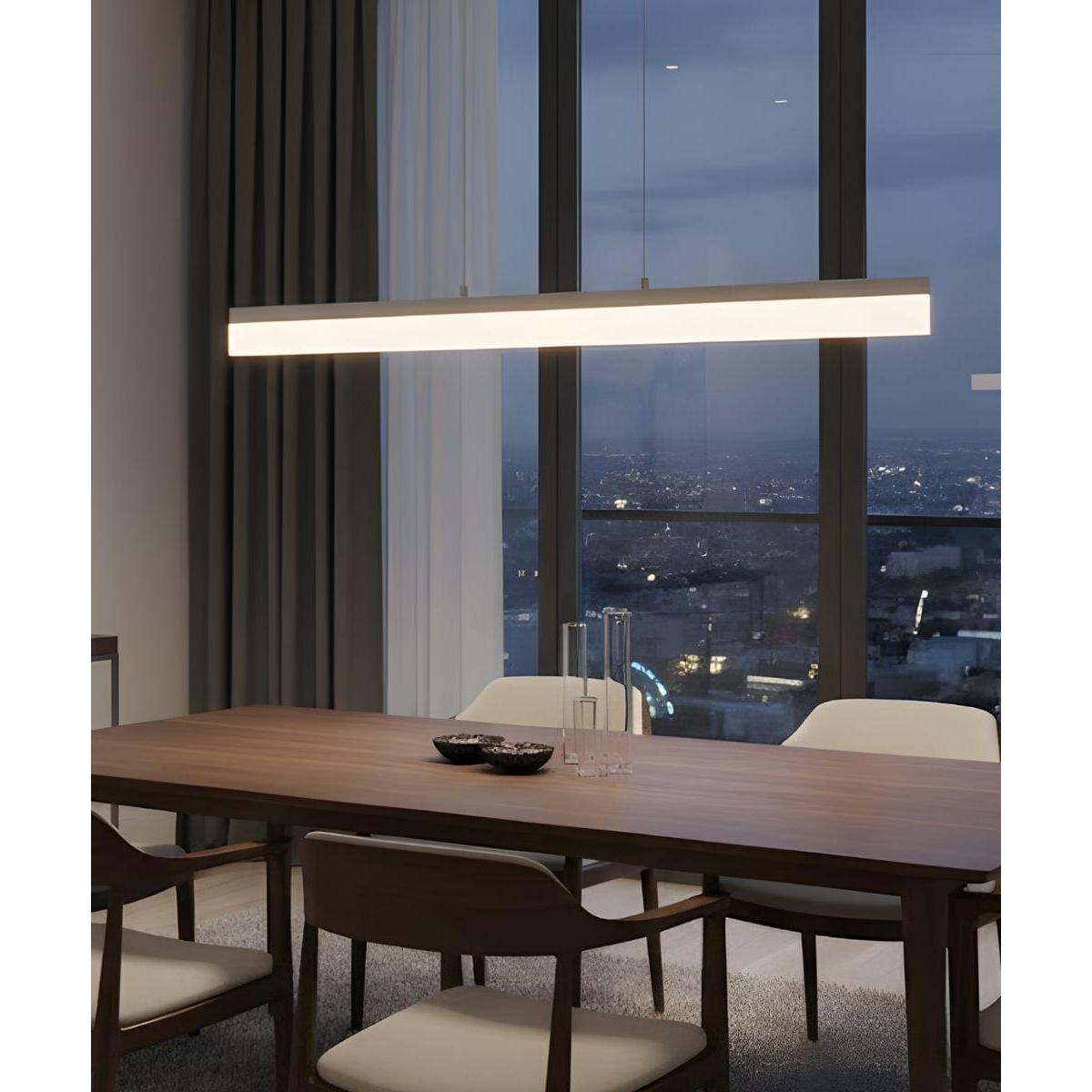 36"W 1-Light Linear Bar Ribbon LED Kitchen Island Light Fixture Brushed Nickel Finish Acrylic Shade