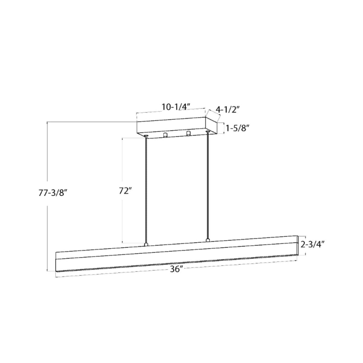 36"W 1-Light Linear Bar Ribbon LED Kitchen Island Light Fixture Brushed Nickel Finish Acrylic Shade