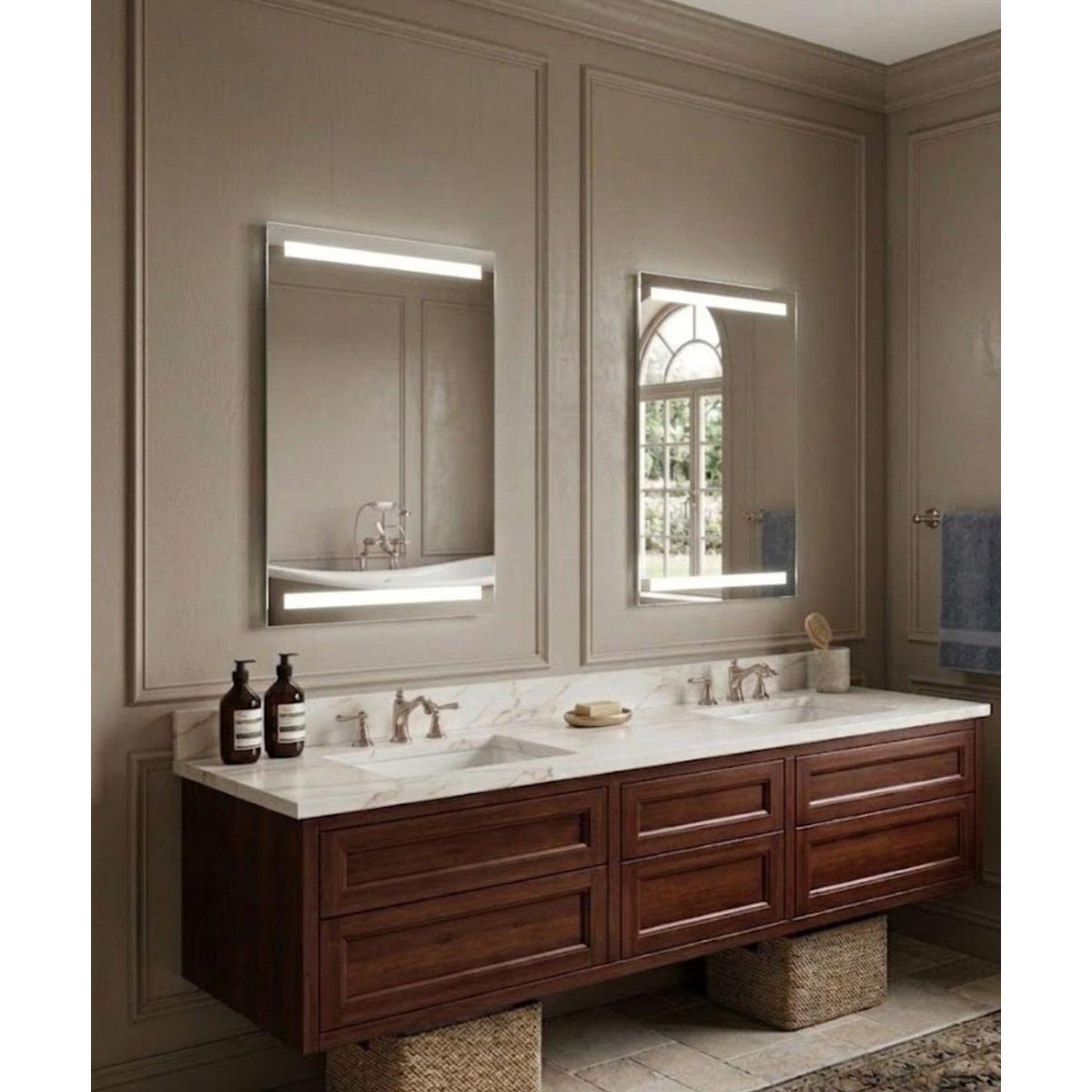 36"W x 26"H 4-Light Integrated LED Backlit Mirror with Bluetooth Soundbar