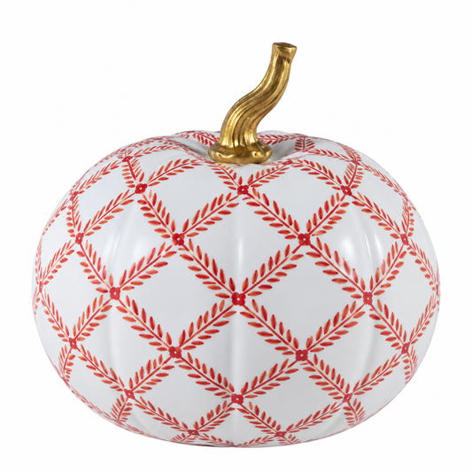 a white and red pumpkin
