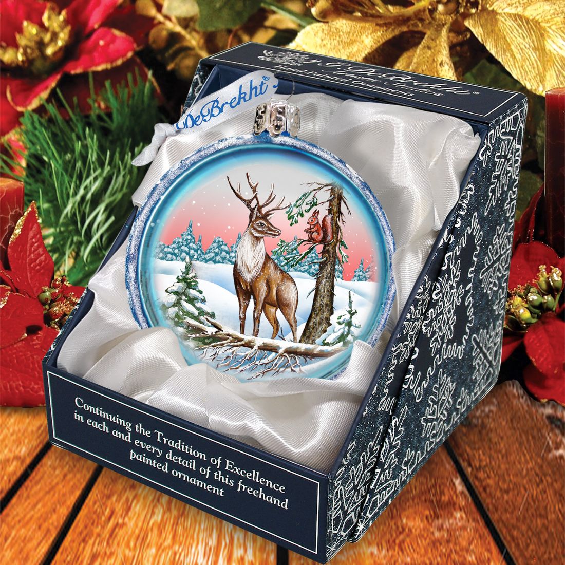 Reindeer Glass Ornament by G. DeBrekht - Wildlife Holiday Decor - 73421