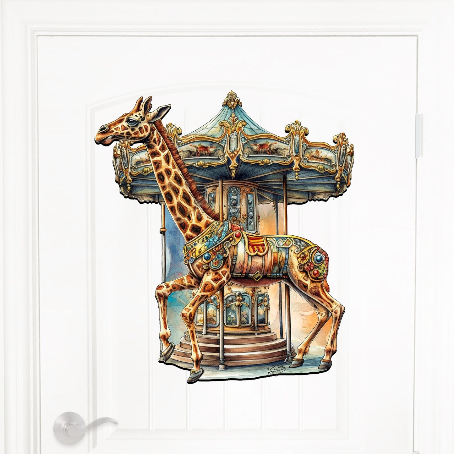 Carousel Giraffe Holiday Door Decor  by G. Debrekht - Christmas Decor - 8611028H