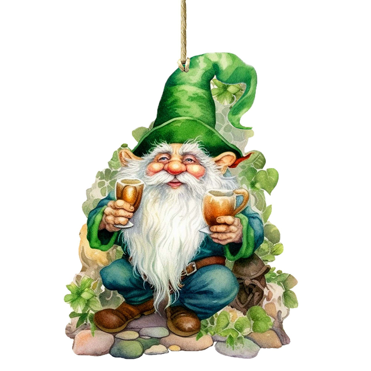 Lucky Leprechaun Wooden Ornaments by G. DeBrekht Easter Spring Decor - 8652778