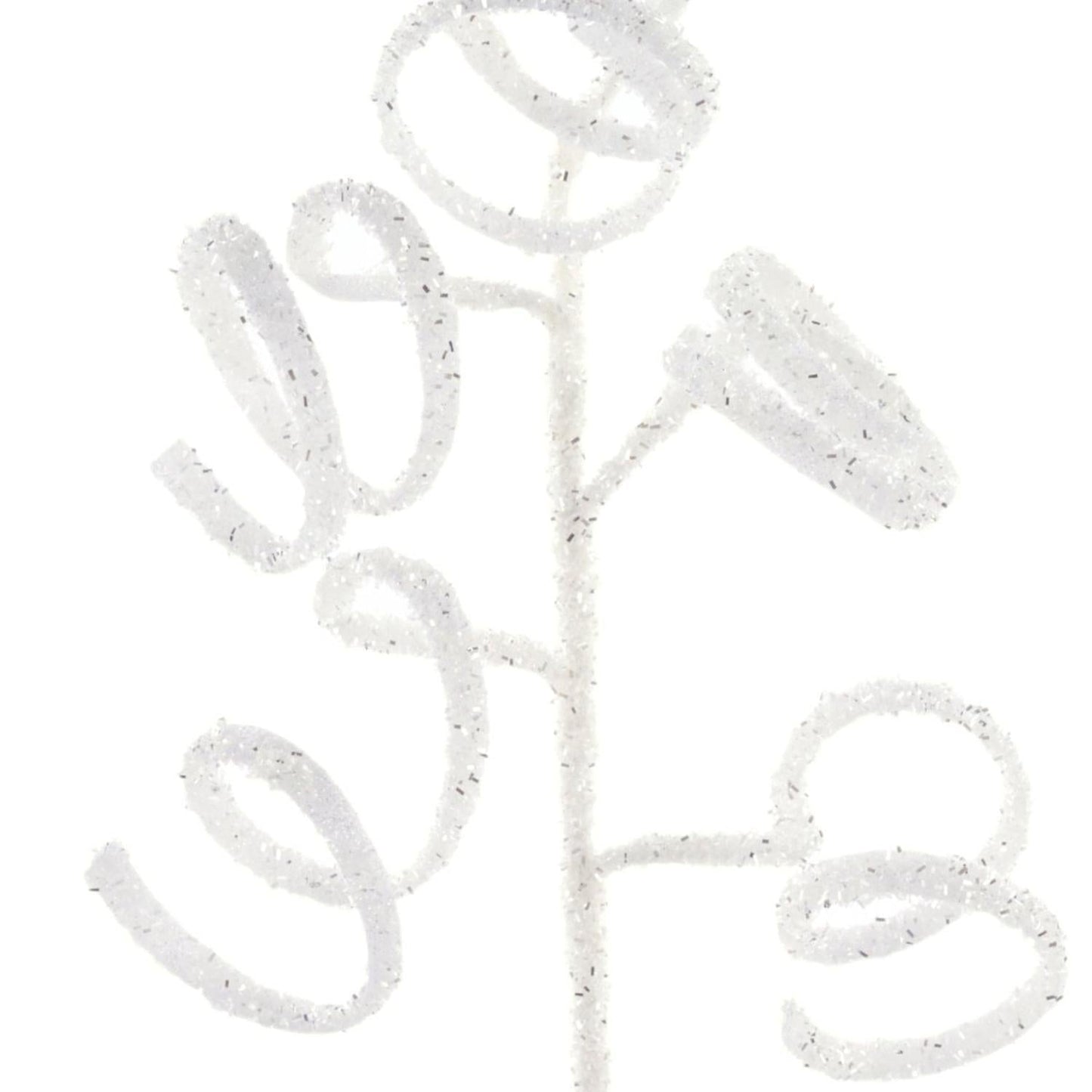 39" Iridescent Curly Hanging Spray: White/Silver