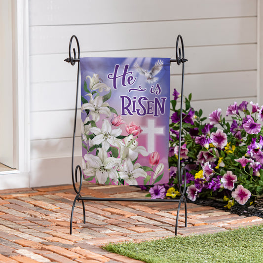 Risen Easter Dove Suede Garden Flag