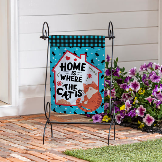 Home Is Where The Cat Is Suede Garden Flag