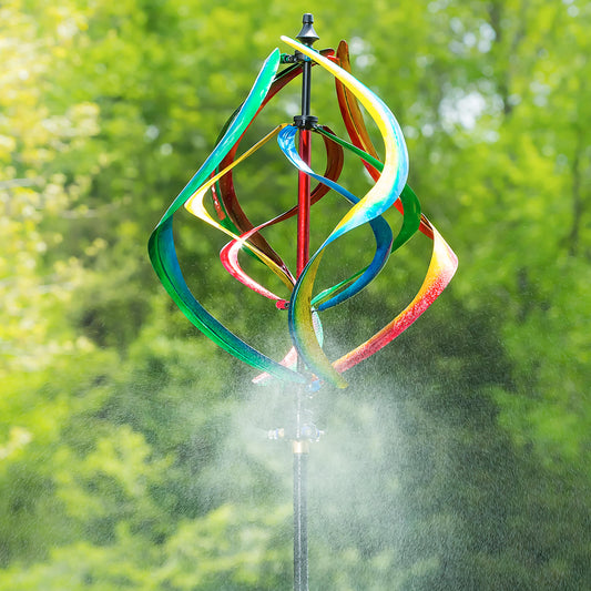 89"H Misting Wind Spinner, Multicolor Helix