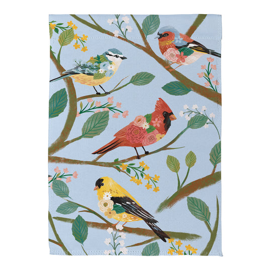 Cottage Garden Birds Suede Garden Flag