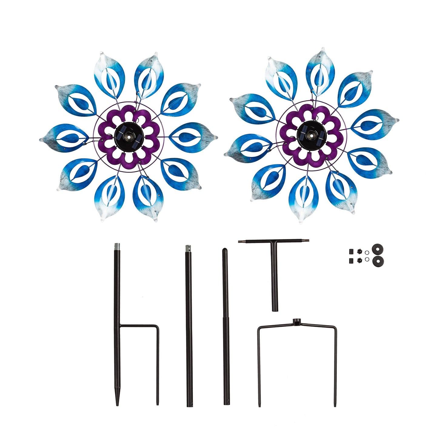75"H Solar Wind Spinner, Blue Blooms