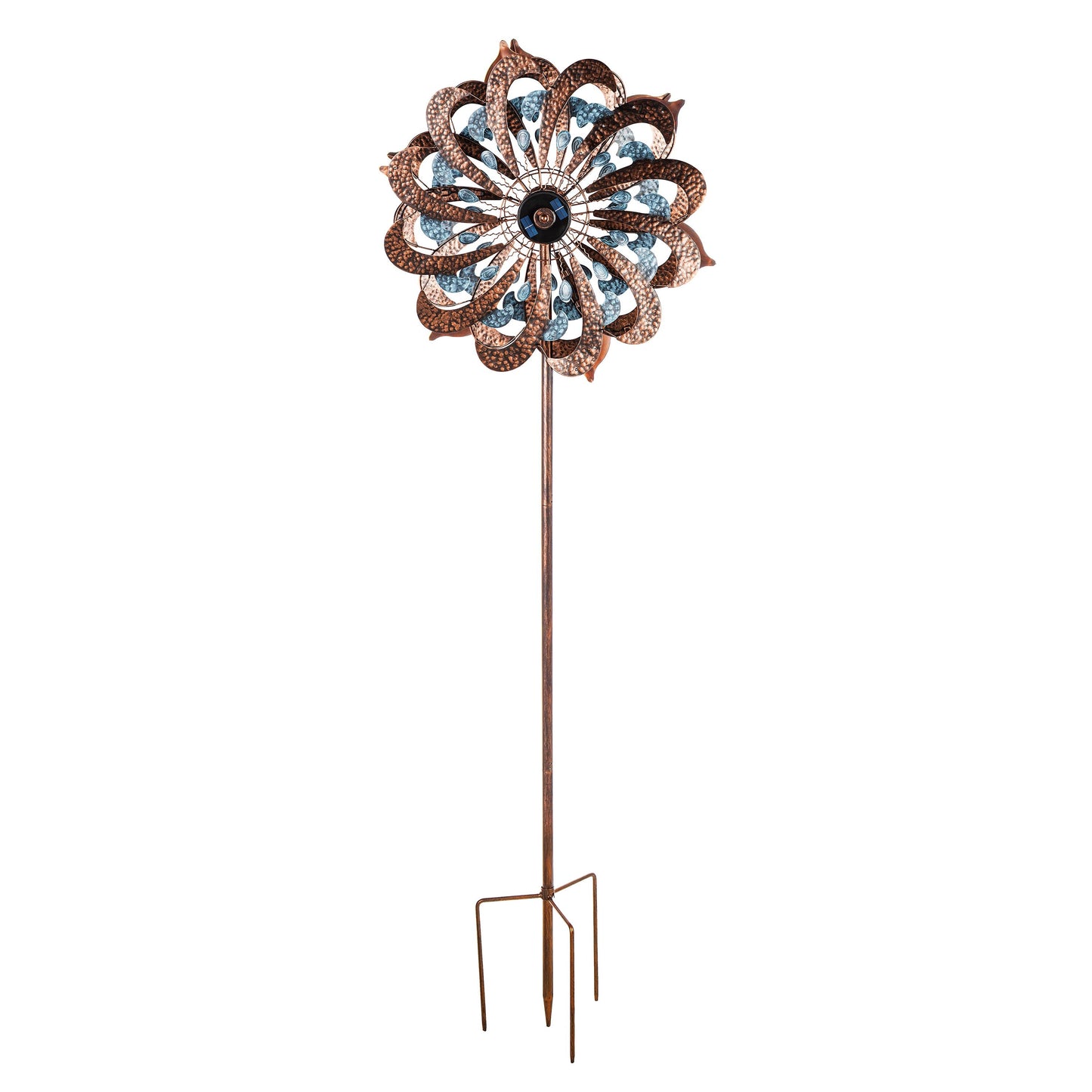 Solar Wind Spinner, Copper and Blue Patina Swirl