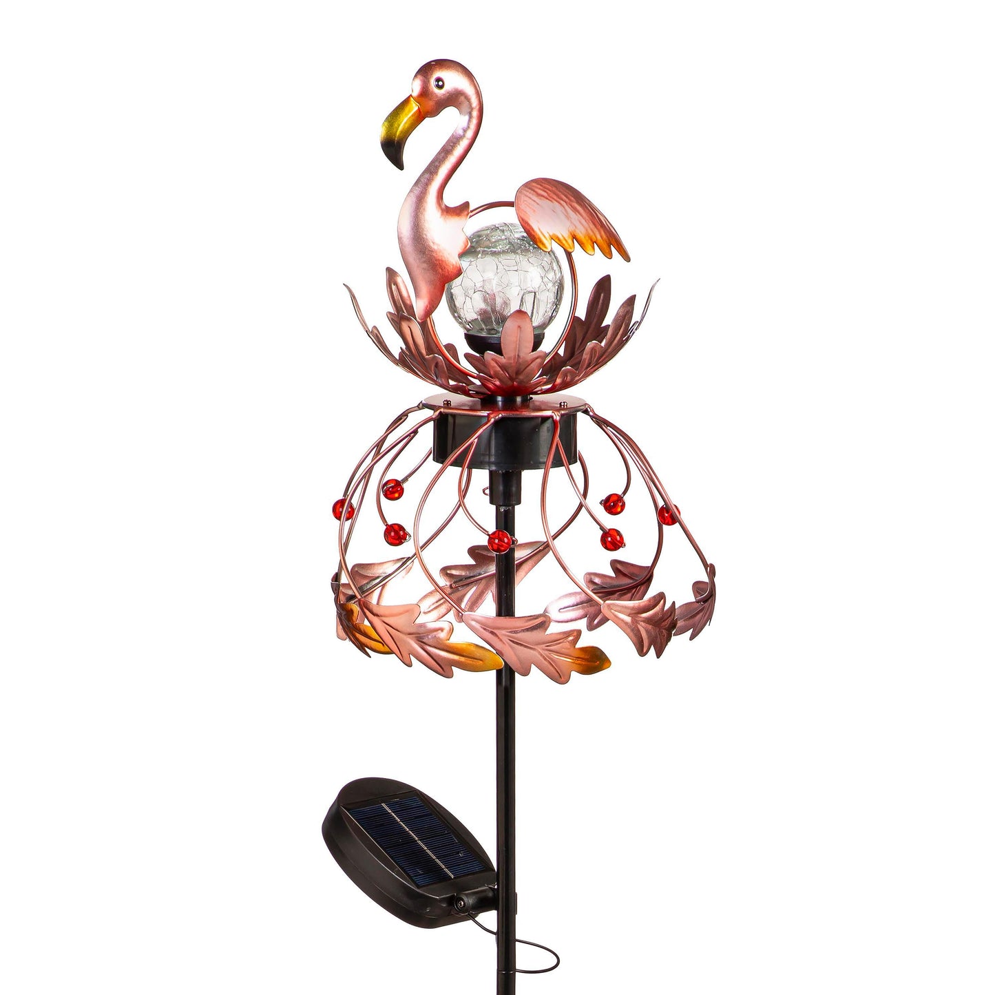 Solar Metal Rotating Spinner, Flamingo, 45"H